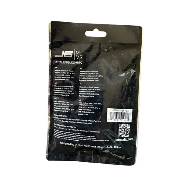 NEW JLAB J6M Silver Foil Earbuds with Mic in Sealed Packaging 3.5mm Jack - Picture 2 of 6